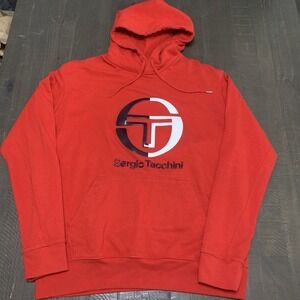 Sergio Tacchini Men's Essential Red Hoodie Logo - Size XL